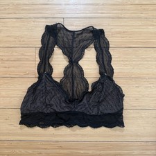 Honeydew Black Lace Racerback Bralette S Nude Lined Romantic Soft