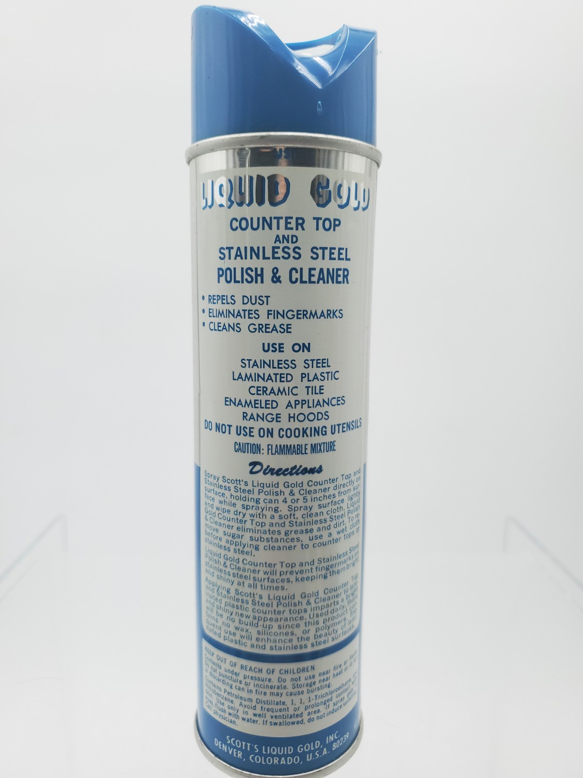 Vintage Rare Scott's Liquid Gold Counter Top Stainless Steel Polish Cleaner 10oz