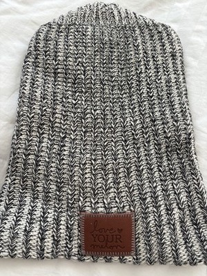 Love Your Melon Salt & Pepper Knit Logo Beanie 100% Cotton Perf Cond O/S