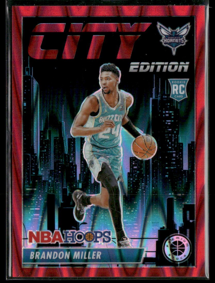 2023-24 Hoops Premium Stock #12 Brandon Miller City Edition Red Seismic #/199