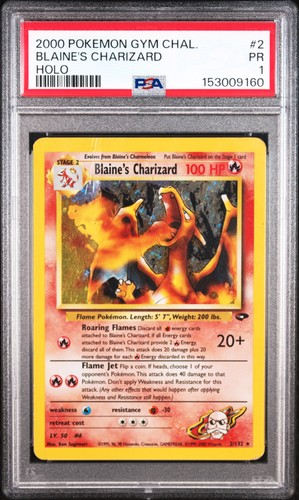 Blaine's Charizard (Unlimited) graded PSA 1 for sale on eBay
