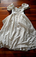 Vintage 80s Wedding Dress Size XL Gown Bridal Retro Puffy Sleeves
