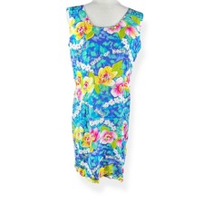 Jams World Orchids of Hawaii Tropical Dress Womens Size 11 Colorful Vintage 90s