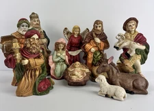 Vintage 11 Piece Nativity Set Porcelain Hand Painted Christmas 2"-7.5"