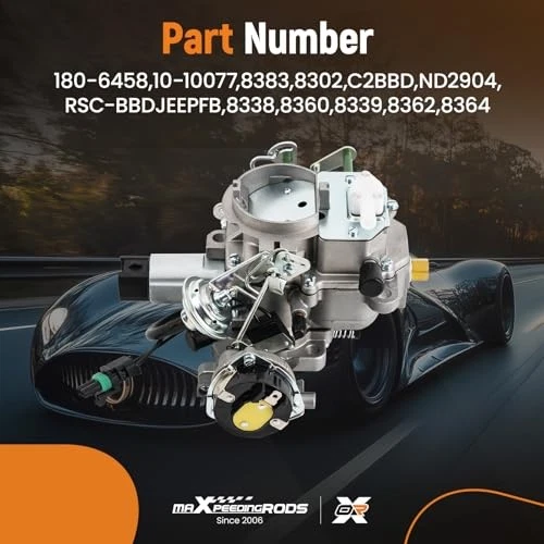 2 Barrel Carburetor C2BBD 180-6458 for Jeep Wrangler 1982-1990 4.2L V6 Foto 4 de 4