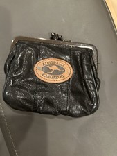 Australia Kangaroo Black Leather Coin Purse Double Opening