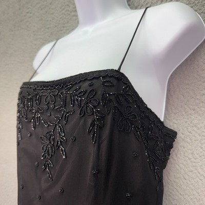 VTG Scala Dress Women S Black Maxi Silk Beaded Whimsigoth Fairy Gown 90s Y2K