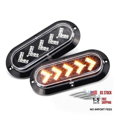 (Pack of 2 6 Inch ARROW 25 LED Surface Mount Oval Clear Lens Amber Clear/Amber