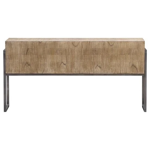 Uttermost Nevis Contemporary Wood and Metal Console Table in Oatmeal and Gray - Picture 3 of 12