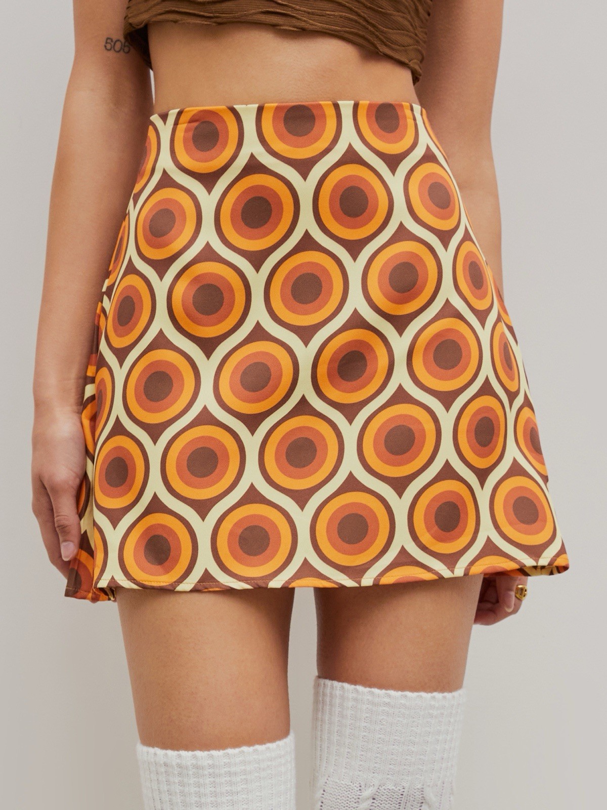 Cider Let's Groove Retro Patterned Mini Skirt Wom… - image 1