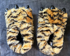 Unisex Faux Fur Animal Print Slip-On Slippers L/XL, Brown/Black/Beige
