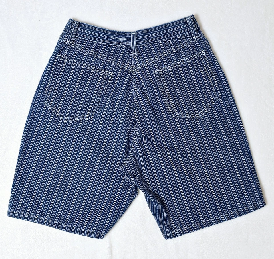 Pantalones Cortos Vaqueros Cintura Alta Rayas Mamá Y2K Desteñidos Gloria De Colección Años 90 Talla 8 VER MEDIDAS Foto 2 de 4