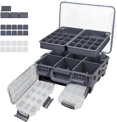 Universal Fishing Tackle Box with Two Small Tackle Tray, Removal inside Design W