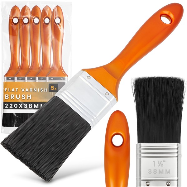 5X Lackpinsel 38 Mm Flachpinsel Lackierpinsel Malerpinsel Lasurpinsel Farbpinsel-image