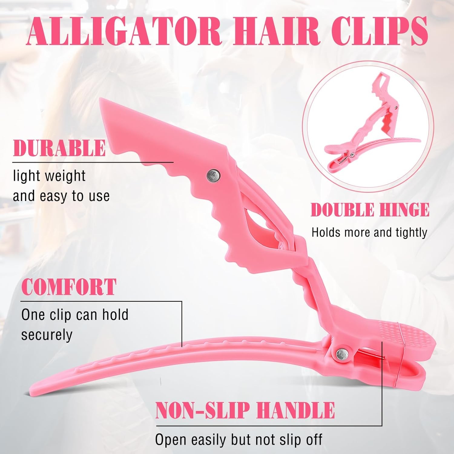 Havawish 12 Pcs Alligator Clips for Hair Styling Matte Pink 