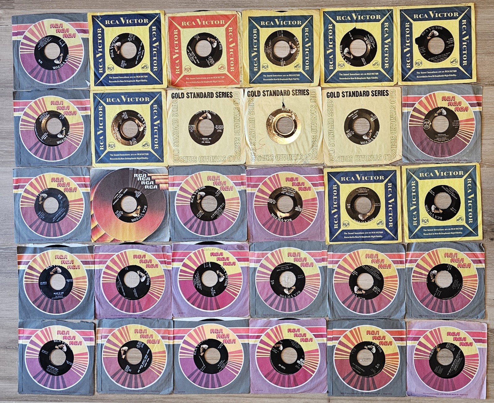 Vintage 1950s-60s RCA Records Lot of 35 Black 45 RPM Vinyl VG-EXMT Condition