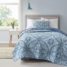 Comfort Spaces Reversible Quilt Set-Vermicelli Stitching Design All Season, Ligh