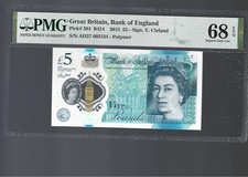 2015 Great Britain Bank of England 5Pounds Pick#394 PMG 68 EPQ Superb Gem UNC#34