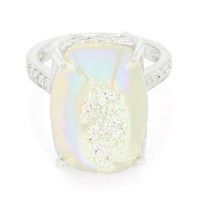 Cavill Ring Silber 925 Quarz 9,46Ct Topas Weiß 10Ct Perlenglanz- Echtschmuck