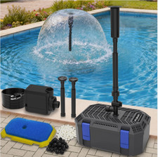 Pond Filter Fountain Kit with 3 Spray Heads, All-in-one 400GPH Pond Fountain