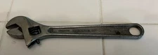 VINTAGE CRESCENT CRESTALOY 8" ADJUSTABLE WRENCH EARLY WIDE JAW JAMESTOWN, NY USA