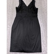 Black Lace Trim V-Neck Sleeveless Sheath Dress LBD Business Cocktail