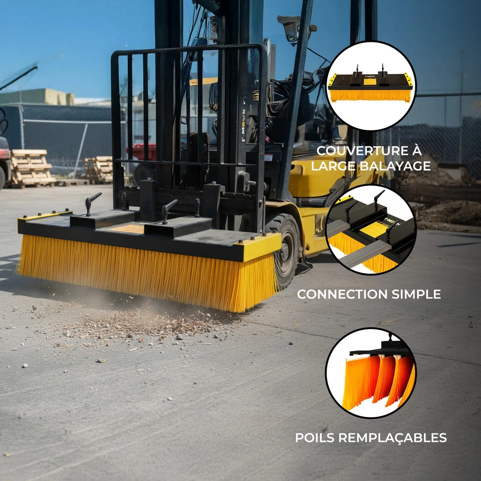 1300 mm indoor warehouse forklift forks pusher broom - Image 2 of 4