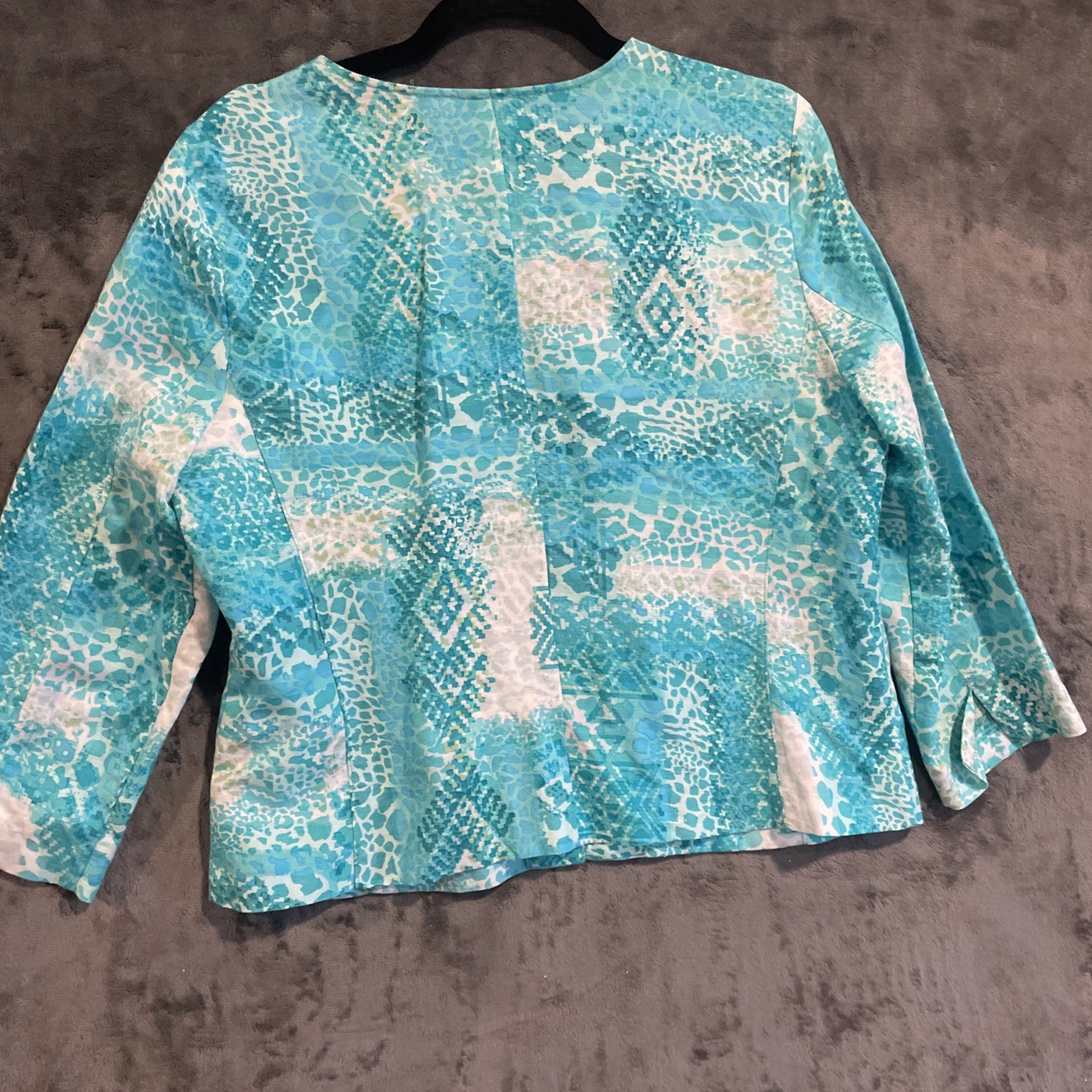 Ruby Rd Jacket 14 Lightweight Linen Blue Snake Pr… - image 8