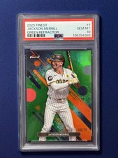 2025 Topps Finest Jackson Merrill #1 Green Refractor 68/75 PSA 10