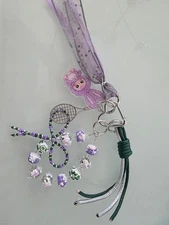 Baby Three Keychain Purple with Tennis Racket Charm - New