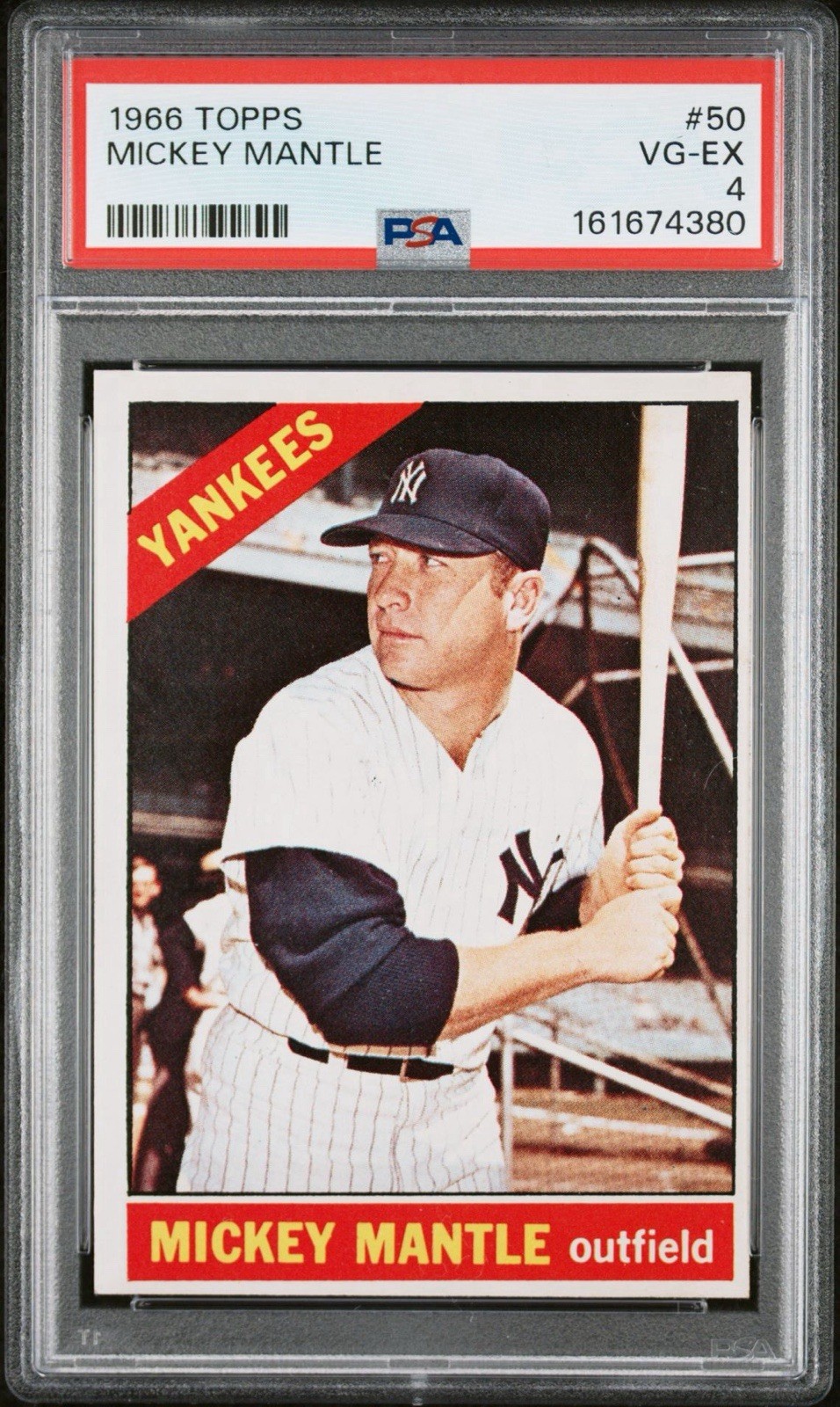 1966 Topps Mickey Mantle #50 PSA 4 (VG-EX) New York Yankees HOF! SUPER SHARP!