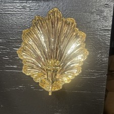 Vintage Ornate Gold Tone Metal Wall Candle Sconce  Floral Leaf.