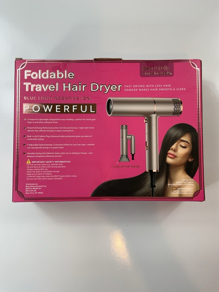 Beautifully Amazing You Foldable Travel Dryer Silver Blue Light