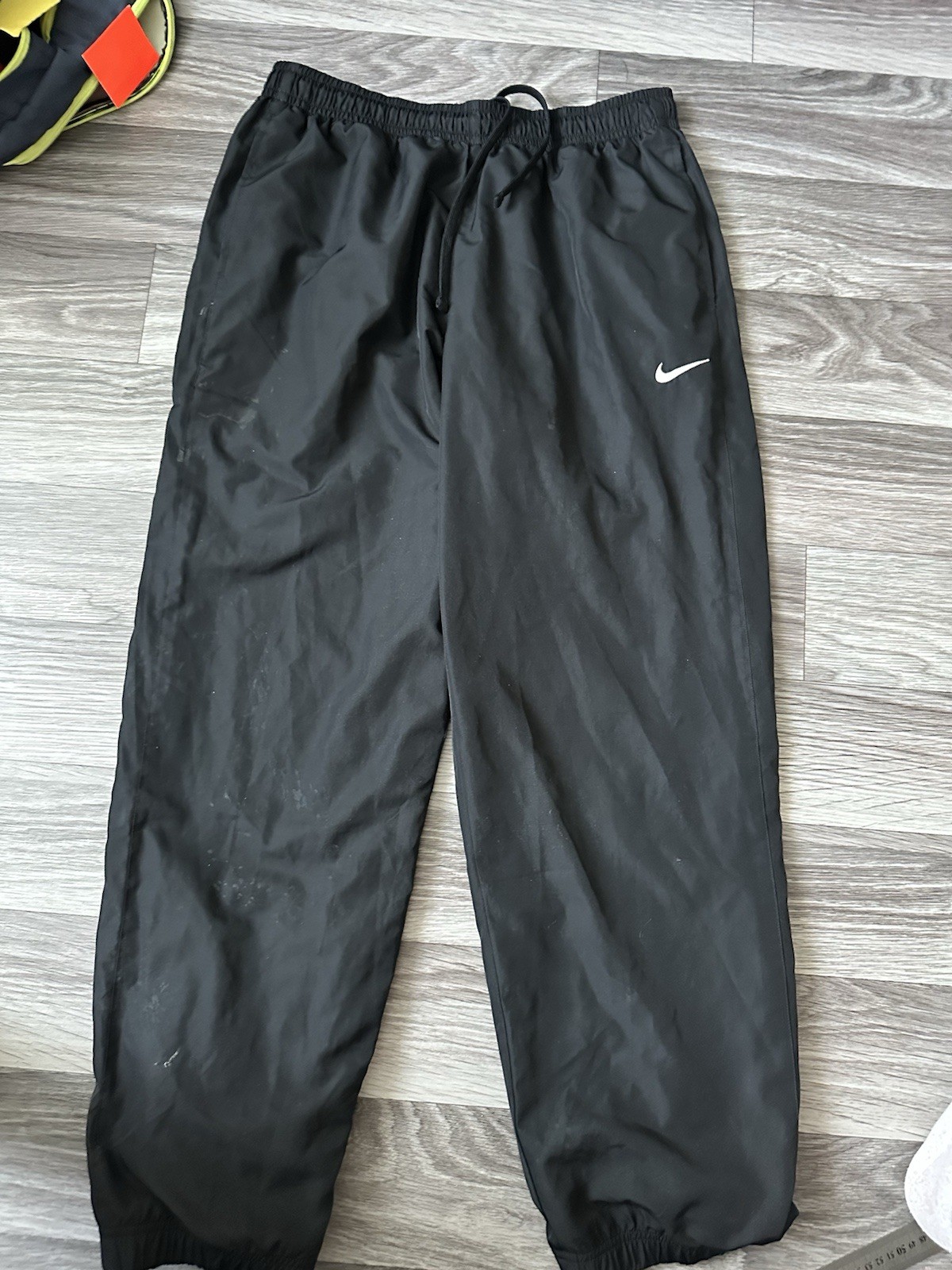 Vintage Nike Swoosh Black Nylon Baggy Trackpants Y2K Size mens Size XL Athletic