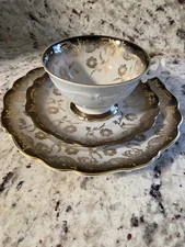 Eberthal Bavaria Germany Trio Set of Tea Cup, Saucer, and Dessert Plate