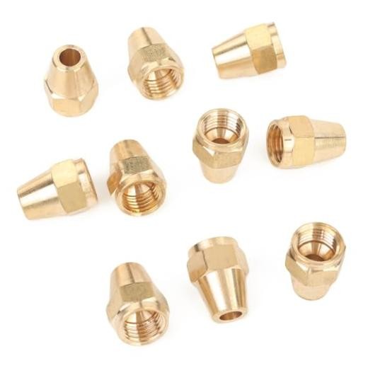 Brass 3/16" OD Short SAE 45 Deg Flare Nut,Brass Flare Tube Fitting(Pack of 10)