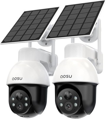 3K/5MP Solar Security Cameras System Wireless Outdoor, Battery Powered WiFi 2Pac