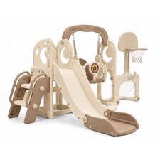 7 in 1 Toddler Slide and Swing Set, Kids Playground Playset Indoor Outdoor