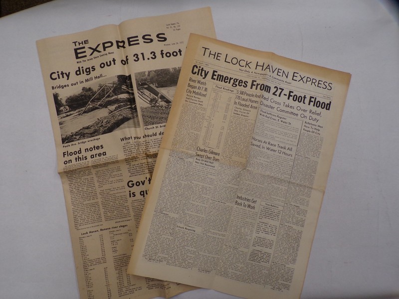 Lock Haven Express 1946 & 1972, Agnes Hurricane Flood  1946