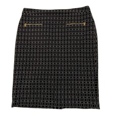 Talbots Blue White Square Print Straight Skirt Womens Size 10 Classic Preppy New
