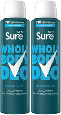 Sure Men Ocean Rush Whole Body Deodorant Men's Deodorant Spray with a herbal & w