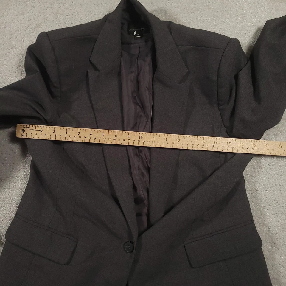Blazer Worthington Mujer 16 Gris Un Botón Oficina Carrera Traje Chaqueta Forrada Foto 4 de 4