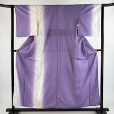 Purple Silk Kimono S Size Used Good Condition Pongee Fabric Wood Grain Pattern