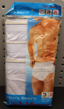 Vintage 90s Men's Briefs White USA MASTER 100 Cotton 2XL 44-46 3 In Pack 