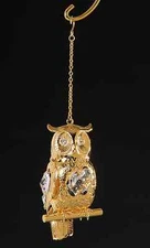 Owl - FIGURINE - ORNAMENT 24KT GOLD PLATED WITH AUSTRIAN CRYSTALS