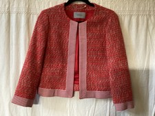 Nwot Marella, Cotton Blend, Red Tweed W/contrating Trim Jacket, 6