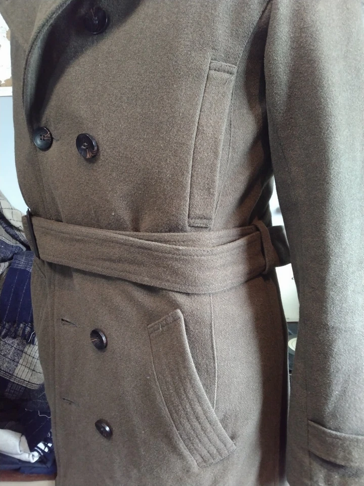 TOPMAN Military Green Belted Coat SIZE Medium - Image 4 of 4