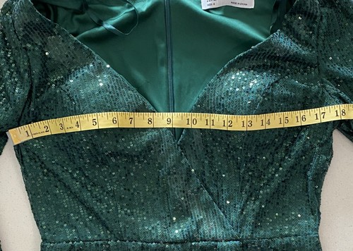 Ieena For Mac Duggal Long Sleeve Sequin Wrap Gown-Size 8 -(FLK #117 B) - Picture 10 of 12