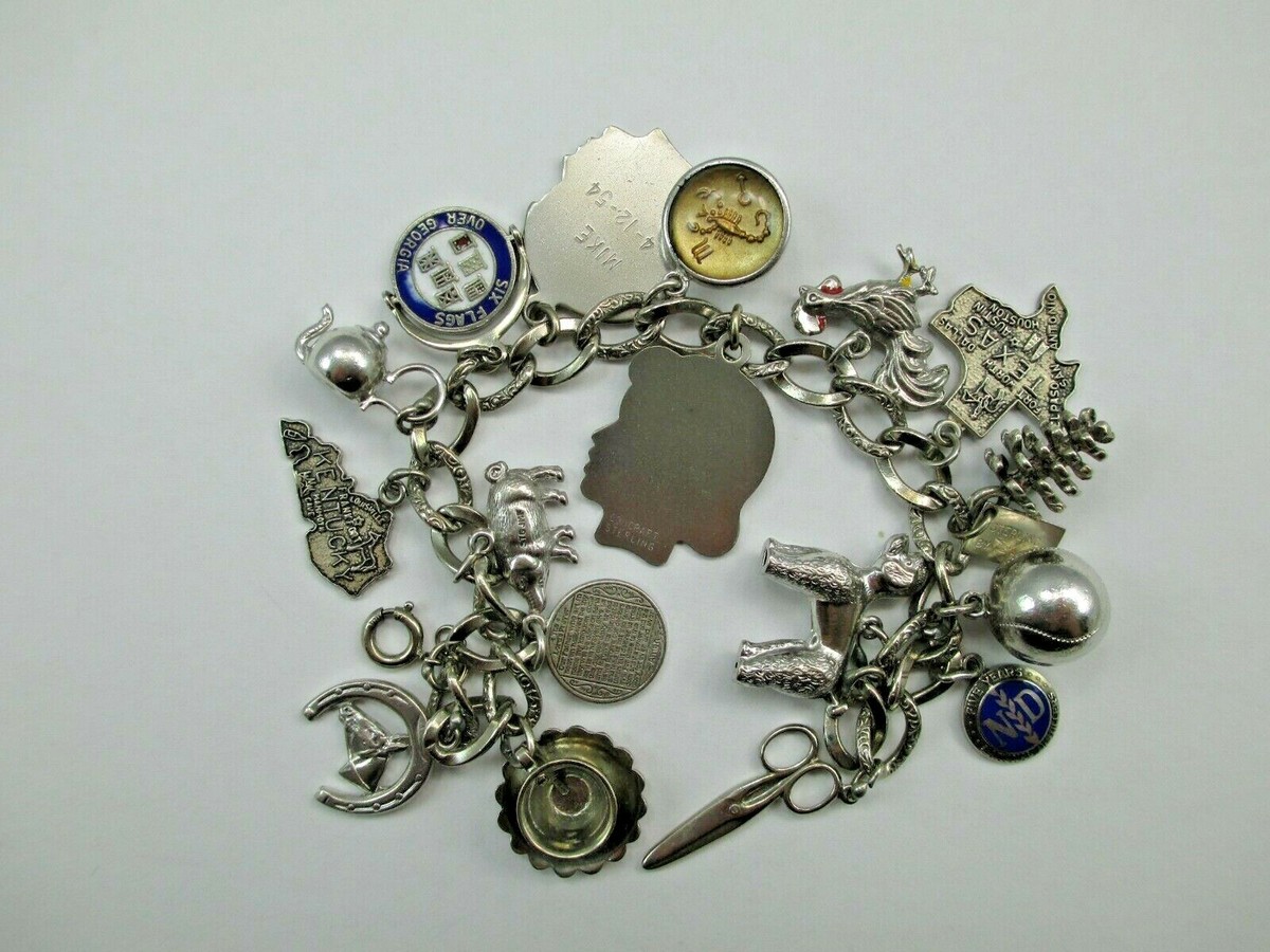 アクセサリー UK Vintage Silver Charm Bracelet 50g VINTAGE WELLS STERLING SILVER CHARM BRACELET WITH CHARMS | eBay
