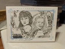 2004 Xena Art & Images Sketch Card Xena and Callisto By Cris Bolson